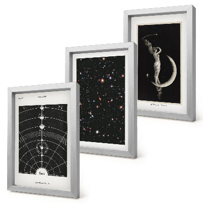 Keretezett triptichon Naprendszer galaxis éjszakai alak a Holdon
