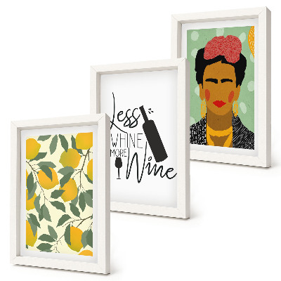 Modern keretezett kép szett Citromos szlogen a Frida Kahlo borportréjáról