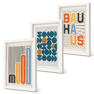 Keretezett triptichon Geometrikus mintás plakátok Bauhaus stílusban