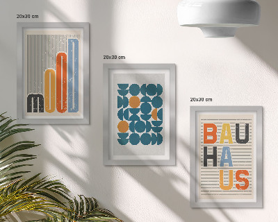 Keretezett triptichon Geometrikus mintás plakátok Bauhaus stílusban