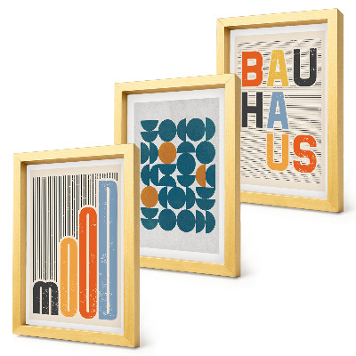 Keretezett triptichon Geometrikus mintás plakátok Bauhaus stílusban