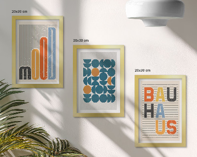 Keretezett triptichon Geometrikus mintás plakátok Bauhaus stílusban