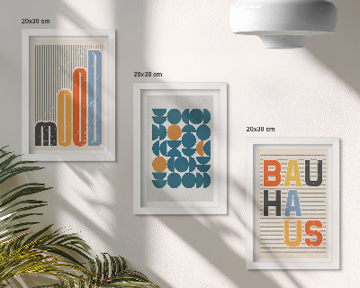Keretezett triptichon Geometrikus mintás plakátok Bauhaus stílusban