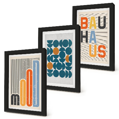 Keretezett triptichon Geometrikus mintás plakátok Bauhaus stílusban