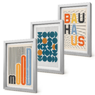 Keretezett triptichon Geometrikus mintás plakátok Bauhaus stílusban