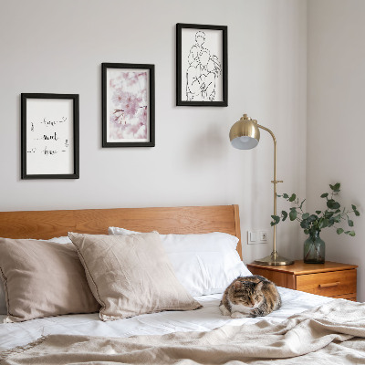 Modern keretezett kép szett Virágok és család minimalista dizájnban