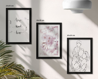 Modern keretezett kép szett Virágok és család minimalista dizájnban