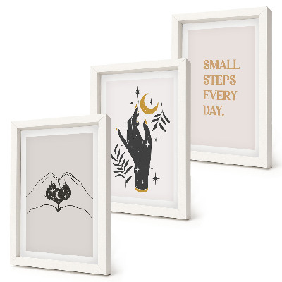 Modern keretezett kép szett Minimalista illusztrációk, amelyek bohém szöveget inspirálnak