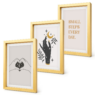 Modern keretezett kép szett Minimalista illusztrációk, amelyek bohém szöveget inspirálnak