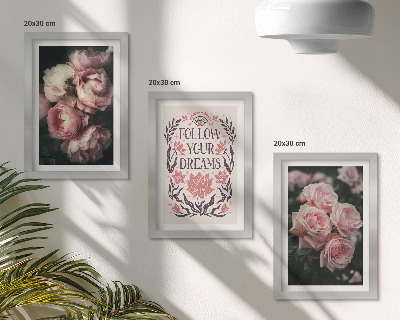 Modern keretezett kép szett Vintage rózsák álmokról szóló felirattal