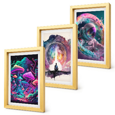 Keretezett triptichon Színes illusztrációk fantasy stílusban