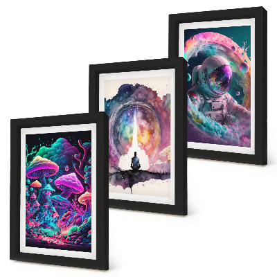 Keretezett triptichon Színes illusztrációk fantasy stílusban