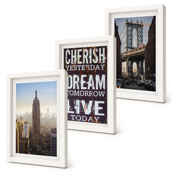 Modern keretezett kép szett New York-i tájképek inspiráló idézettel