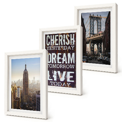 Modern keretezett kép szett New York-i tájképek inspiráló idézettel