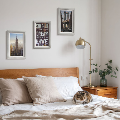 Modern keretezett kép szett New York-i tájképek inspiráló idézettel