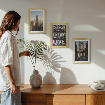 Modern keretezett kép szett New York-i tájképek inspiráló idézettel