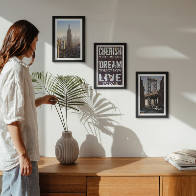 Modern keretezett kép szett New York-i tájképek inspiráló idézettel