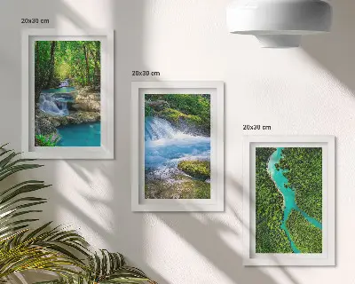 Zöld erdők és kristálytiszta folyóvizek keretezett triptichon
