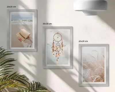 Keretezett triptichon békés tájak finom nyári kilátással bohém stílusban