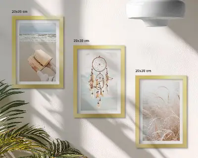 Keretezett triptichon békés tájak finom nyári kilátással bohém stílusban
