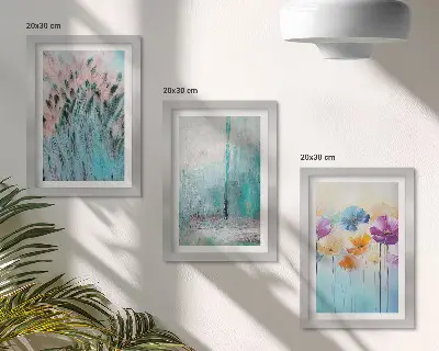Modern keretezett képszett pasztellszínű virágok és finom minták