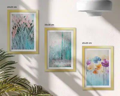 Modern keretezett képszett pasztellszínű virágok és finom minták