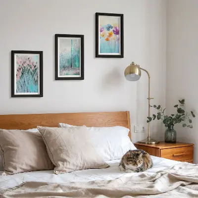 Modern keretezett képszett pasztellszínű virágok és finom minták
