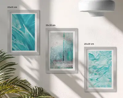 Modern keretezett képszett kék árnyalatú absztrakt mintákkal