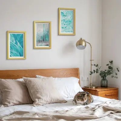 Modern keretezett képszett kék árnyalatú absztrakt mintákkal