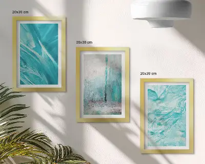 Modern keretezett képszett kék árnyalatú absztrakt mintákkal