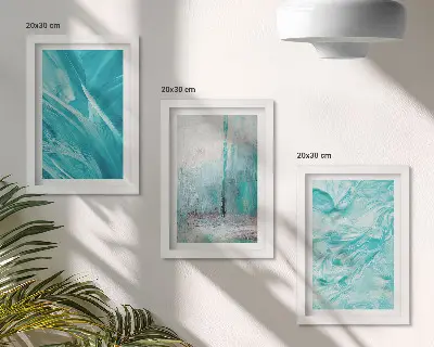 Modern keretezett képszett kék árnyalatú absztrakt mintákkal