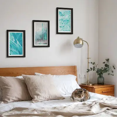 Modern keretezett képszett kék árnyalatú absztrakt mintákkal