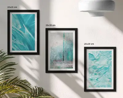 Modern keretezett képszett kék árnyalatú absztrakt mintákkal