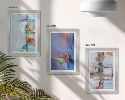 Absztrakt kompozíciók stílusú triptichon keretezett kivitelben