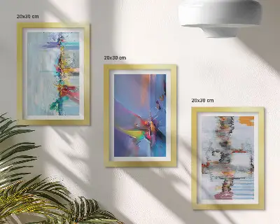 Absztrakt kompozíciók stílusú triptichon keretezett kivitelben