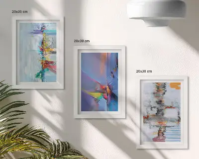 Absztrakt kompozíciók stílusú triptichon keretezett kivitelben