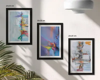 Absztrakt kompozíciók stílusú triptichon keretezett kivitelben