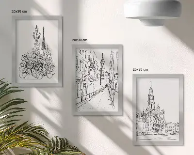 Modern keretezett képszett egyszerű városi látképekkel