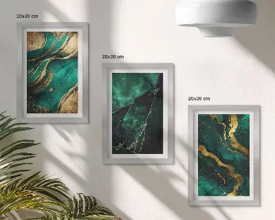 Elegáns absztrakt kőmintás triptichon keretezett háromrészes falikép