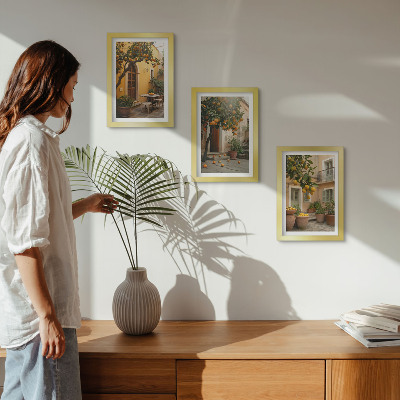 Modern keretezett kép szett Egy citrusfákkal teli kert napsütötte környezetben