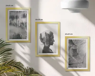 Modern keretezett képszett erdő a ködben portré fákkal és pitypanggal