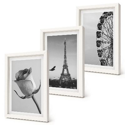 Keretezett triptichon Rózsaszín Eiffel-torony és óriáskerék monokróm színben