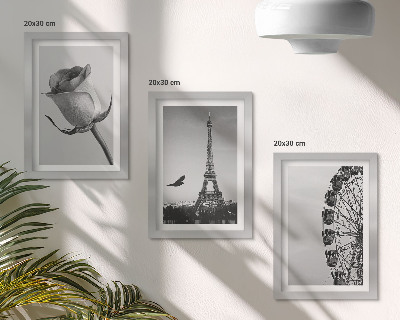 Keretezett triptichon Rózsaszín Eiffel-torony és óriáskerék monokróm színben