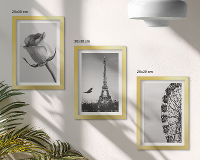 Keretezett triptichon Rózsaszín Eiffel-torony és óriáskerék monokróm színben
