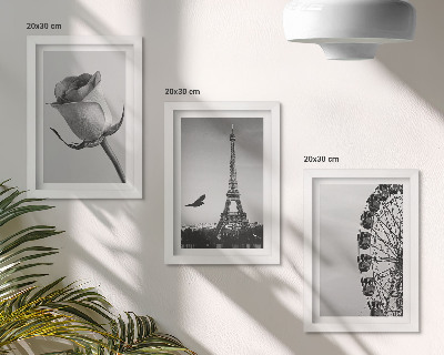 Keretezett triptichon Rózsaszín Eiffel-torony és óriáskerék monokróm színben