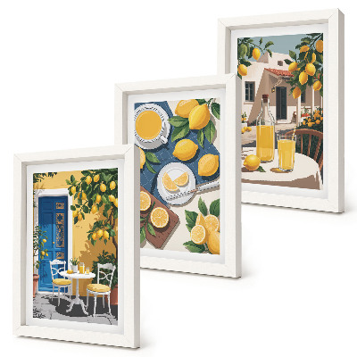 Modern keretezett kép szett Limonádé olasz kilátással és napsütötte terasszal