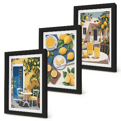 Modern keretezett kép szett Limonádé olasz kilátással és napsütötte terasszal