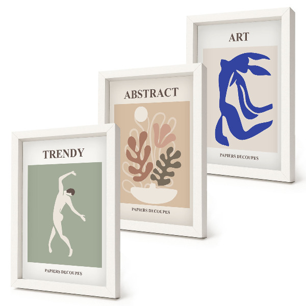 Keretezett triptichon Stílusos figurák és növények plakátjai Henri Matisse-től