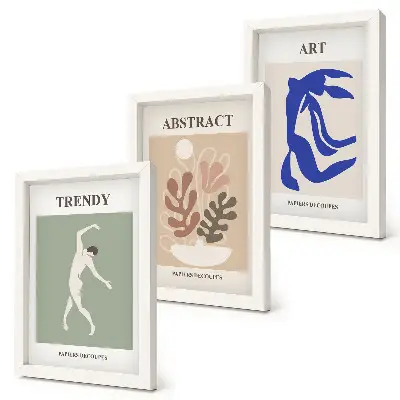 Keretezett triptichon Henri Matisse stílusos figurák és növények plakátjával