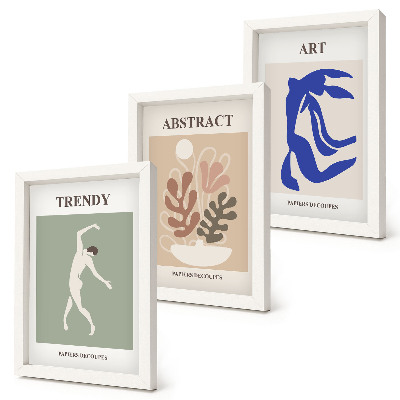 Keretezett triptichon Stílusos figurák és növények plakátjai Henri Matisse-től